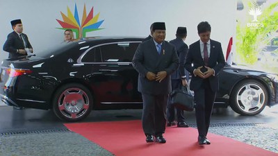 Registro da chegada da delegação da Indonésia ao Brics Brasil