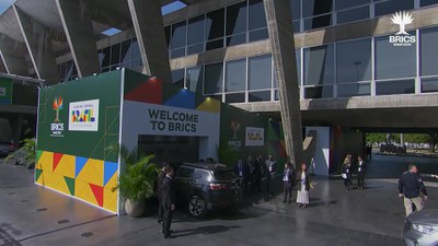 Registro da chegada da delegação da Etiópia ao Brics Brasil