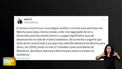 Brasil em Dia – 31/05/24 – Lula agradece convite para participar da Marcha para Jesus e destaca importância do papel da igreja
