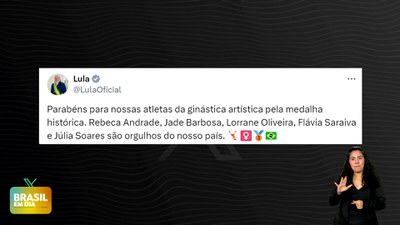 Brasil em Dia – 31/07/24 – Redes sociais do Governo Federal repercutem medalha da ginástica