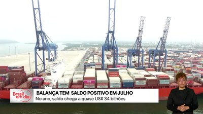 Balança comercial tem saldo positivo de quase 34 bilhões de dólares no ano