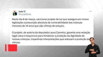 Lula sanciona lei que protege menores de 14 anos vítimas de estupro
