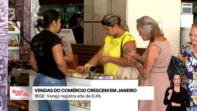 Vendas do comércio varejista registram alta de 0,4% em janeiro