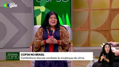 Estúdio COP 30 - ministra dos Povos Indígenas, Sonia Guajajara
